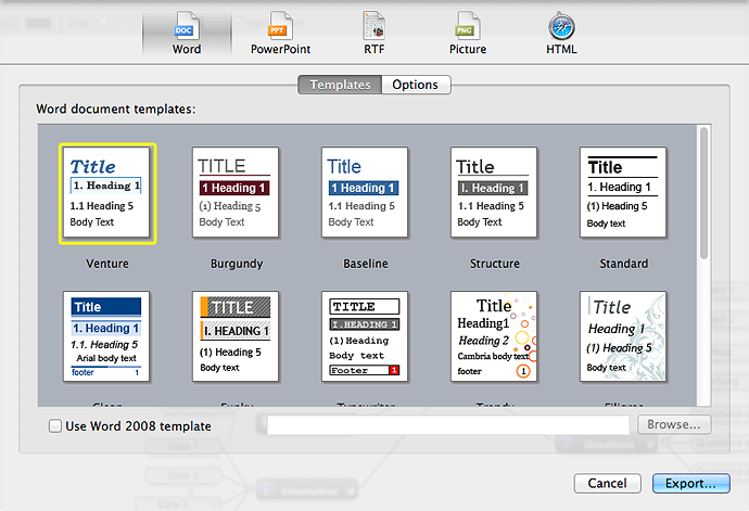 MindView 4 Mac Export To MS Word