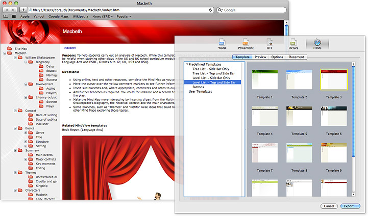 MindView 5 Mac Edition, mind map, export wizard, HTML, no programming, website