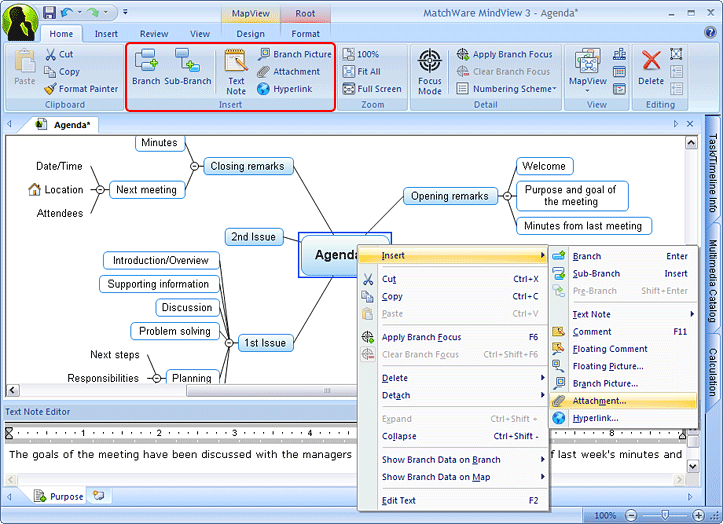 Mind Map, Mind Mapping software, attaching files to a Mind Map