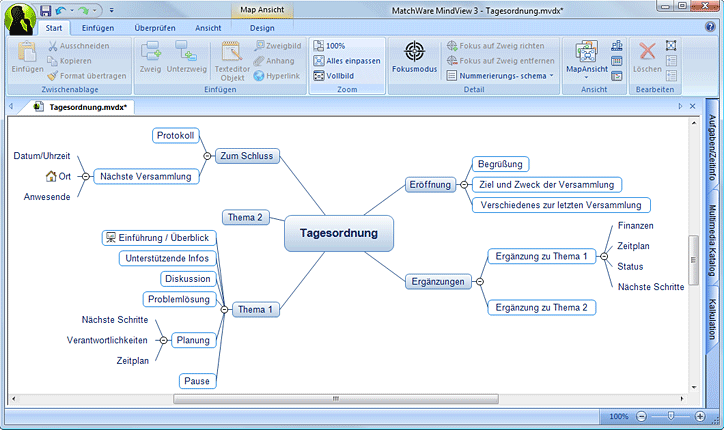 Brainstormen von Ideen, Brainstorming Software, Erzeugen einer Mind Map