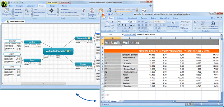 Mind Mapping Software, Microsoft Excel Export
