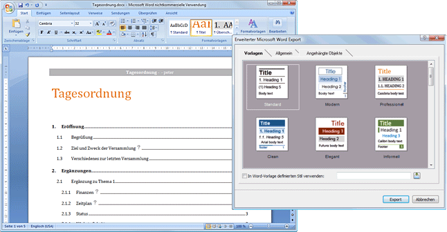 Mind Mapping Software, Microsoft Word Export