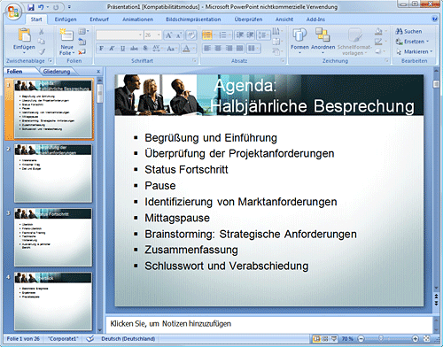 Tagesordnung Software, PowerPoint, Meeting durchf&uuml;hren, Meetings vorbereiten