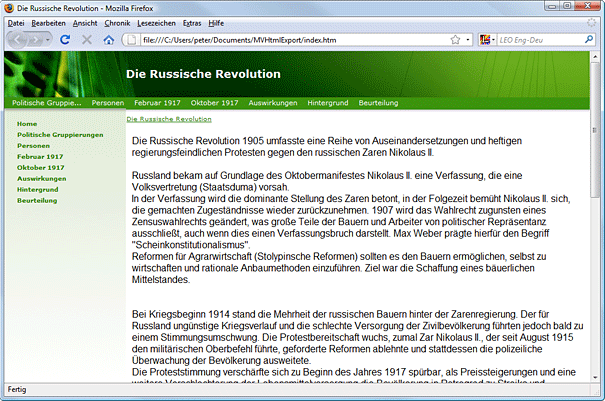 Zeitleiste, Zeitleistensoftware, HTML, Interactive Wwebsite, direkter Export