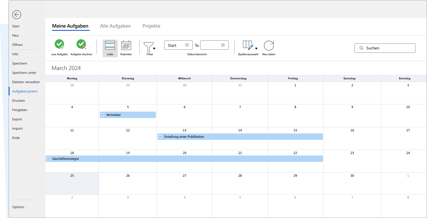 Task System Calendar View