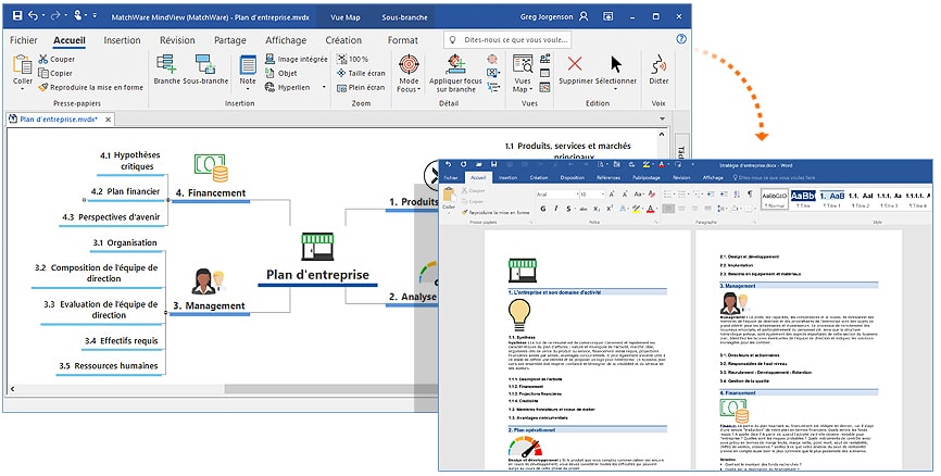 Mind Map exportée vers Word